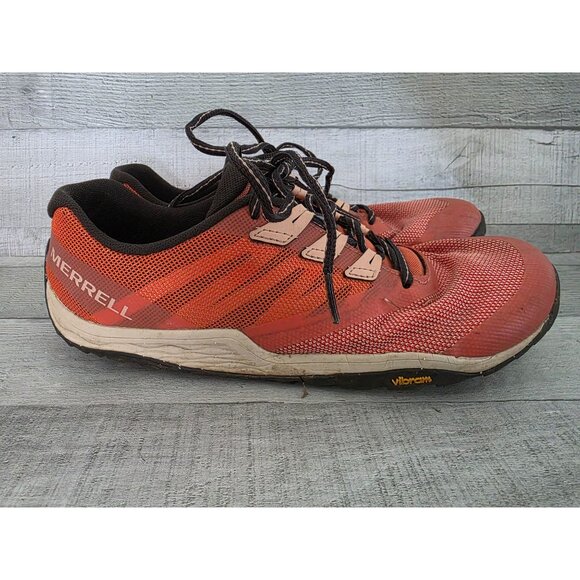 Merrell Womens Barefoot Trail Running Shoes Vibram Sole Mesh Upper Orange Black - Picture 1 of 5